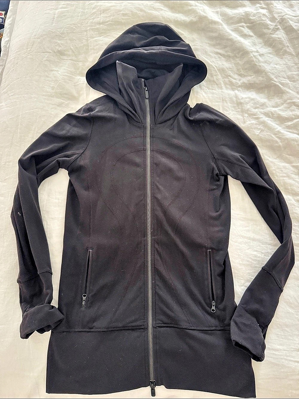 Lululemon Oversized Funnel-Neck Full Zip Long Black Hooded Jacket